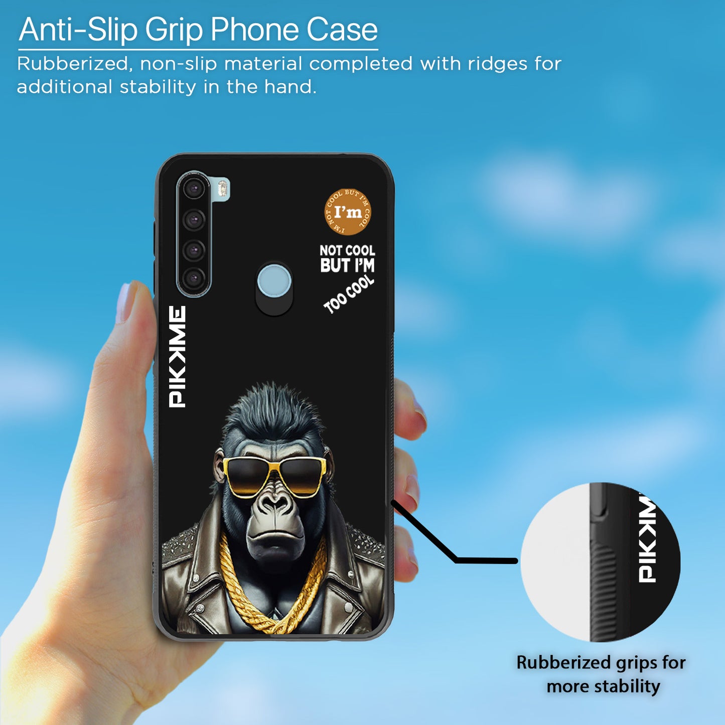 Pikkme Back Cover Pc Tpu + Printed Cool Funky Stylish Black Gorilla Swag Raised Edges Camera Protection |Bumper Case For Redmi Note 8 (Design 07)