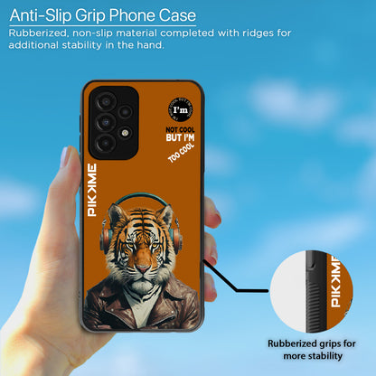 Pikkme Back Cover Pc Tpu + Printed Cool Funky Stylish Brown Tiger Swag Raised Edges Camera Protection |Bumper Case For Samsung Galaxy A53 (Design 09)