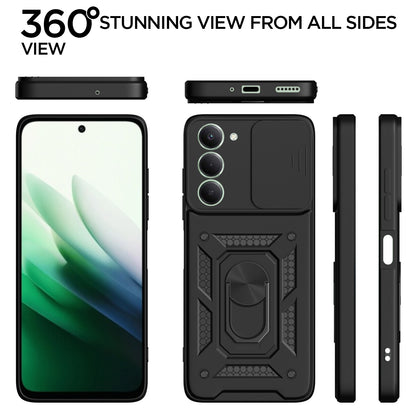 Pikkme Redmi 15 5G Sliding Camera Shield & Stand D10 Tough Armor Back Cover (Black)