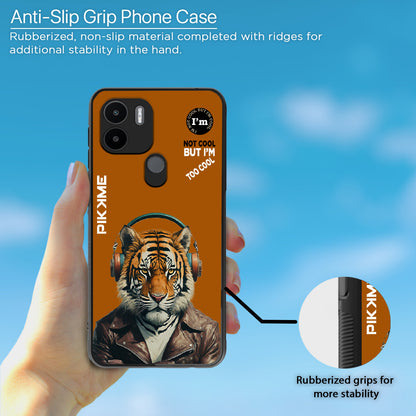 Pikkme Back Cover Pc Tpu + Printed Cool Funky Stylish Brown Tiger Swag Raised Edges Camera Protection |Bumper Case For Redmi A1 Plus (Design 09)