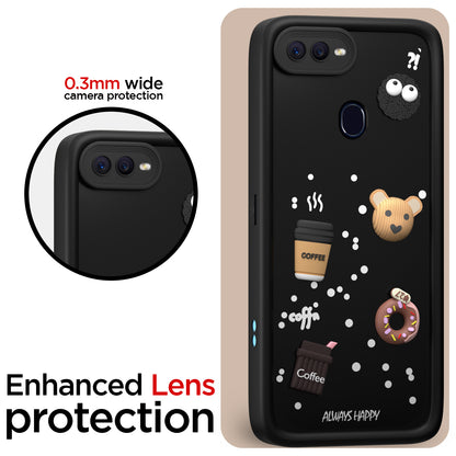 Pikkme Oppo F9 Pro/Realme 2 Pro/Realme U1 Cute Fun Cartoon 3D Bear Coffee Back Cover (Black)