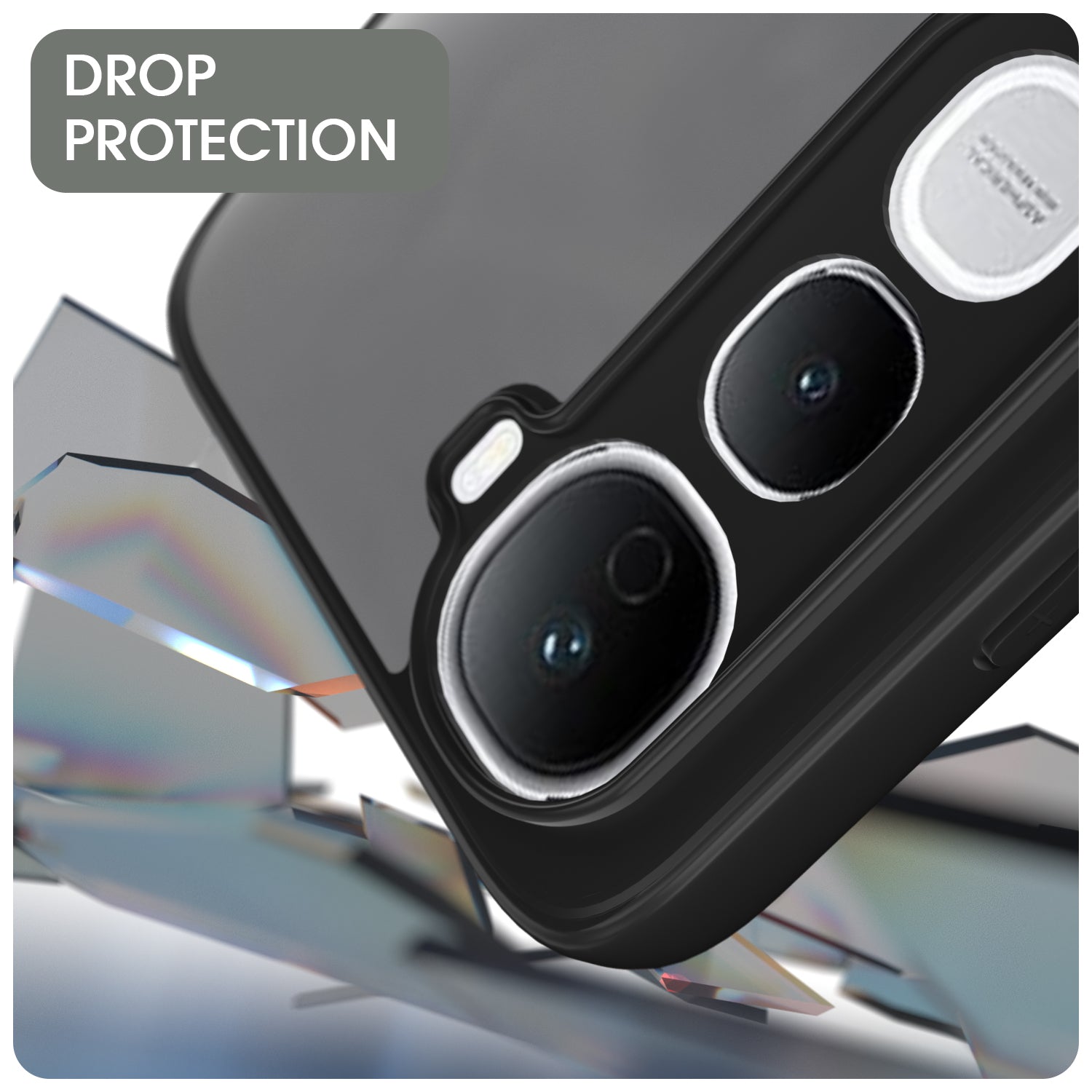 Pikkme Vivo Y400 Pro 5G Eagle 2 Mag-Safe Smoke Shockproof Hard Transparent Back Cover (Black)