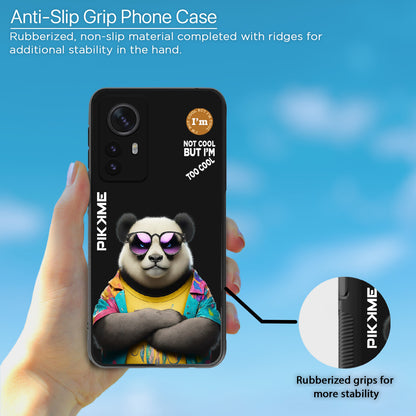 Pikkme Back Cover Pc Tpu + Printed Cool Funky Stylish Black Panda Swag Raised Edges Camera Protection |Bumper Case For Xiaomi 12 Pro (Design 05)