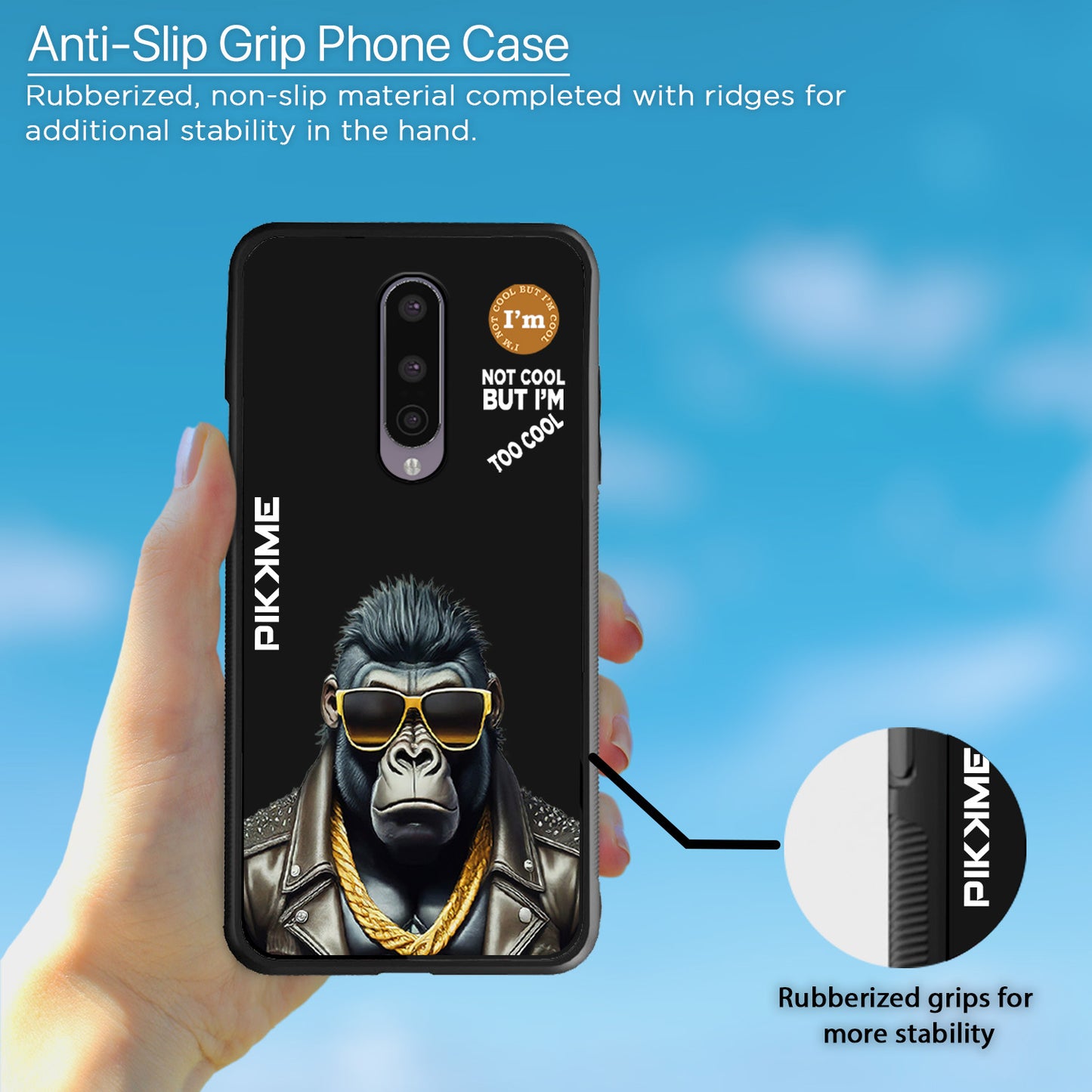 Pikkme Back Cover Pc Tpu + Printed Cool Funky Stylish Black Gorilla Swag Raised Edges Camera Protection |Bumper Case For OnePlus 8 (Design 07)