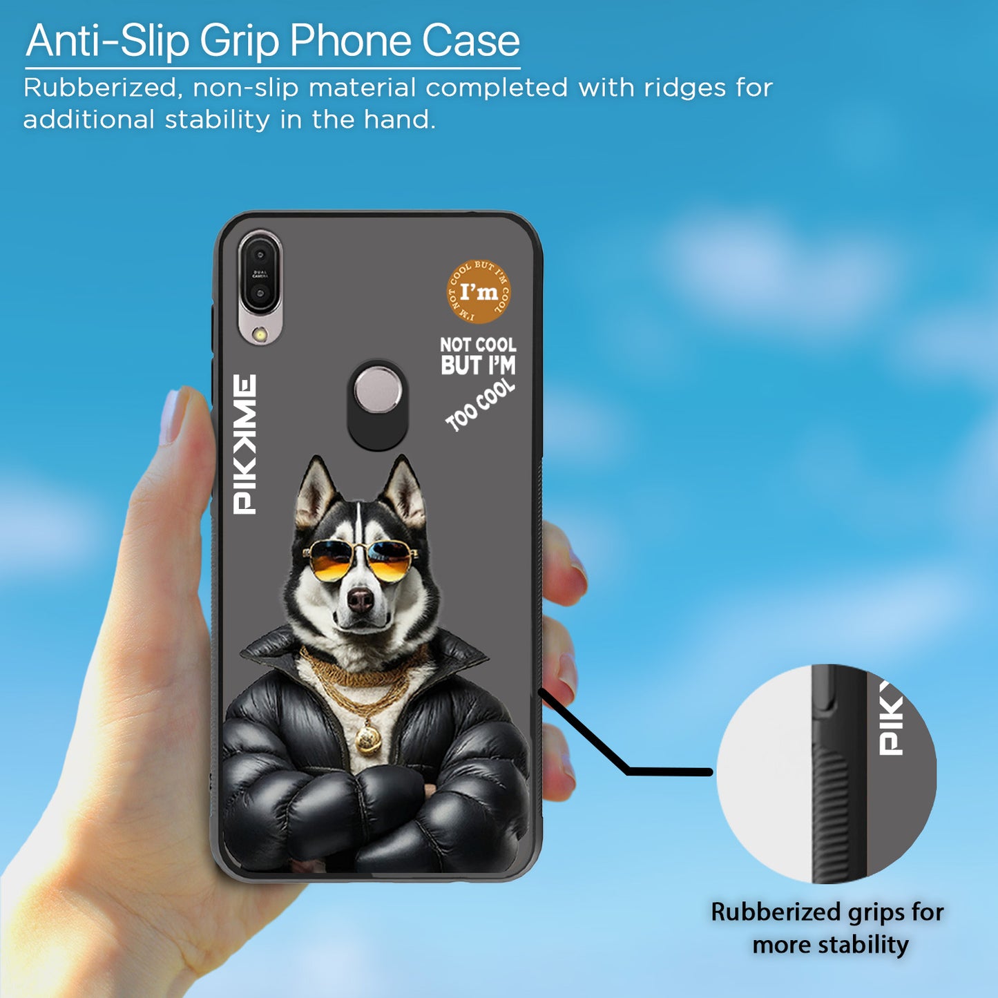 Pikkme Back Cover Pc Tpu + Printed Cool Funky Stylish Grey Dog Swag Raised Edges Camera Protection |Bumper Case For Asus Max Pro M1 (Design 02)