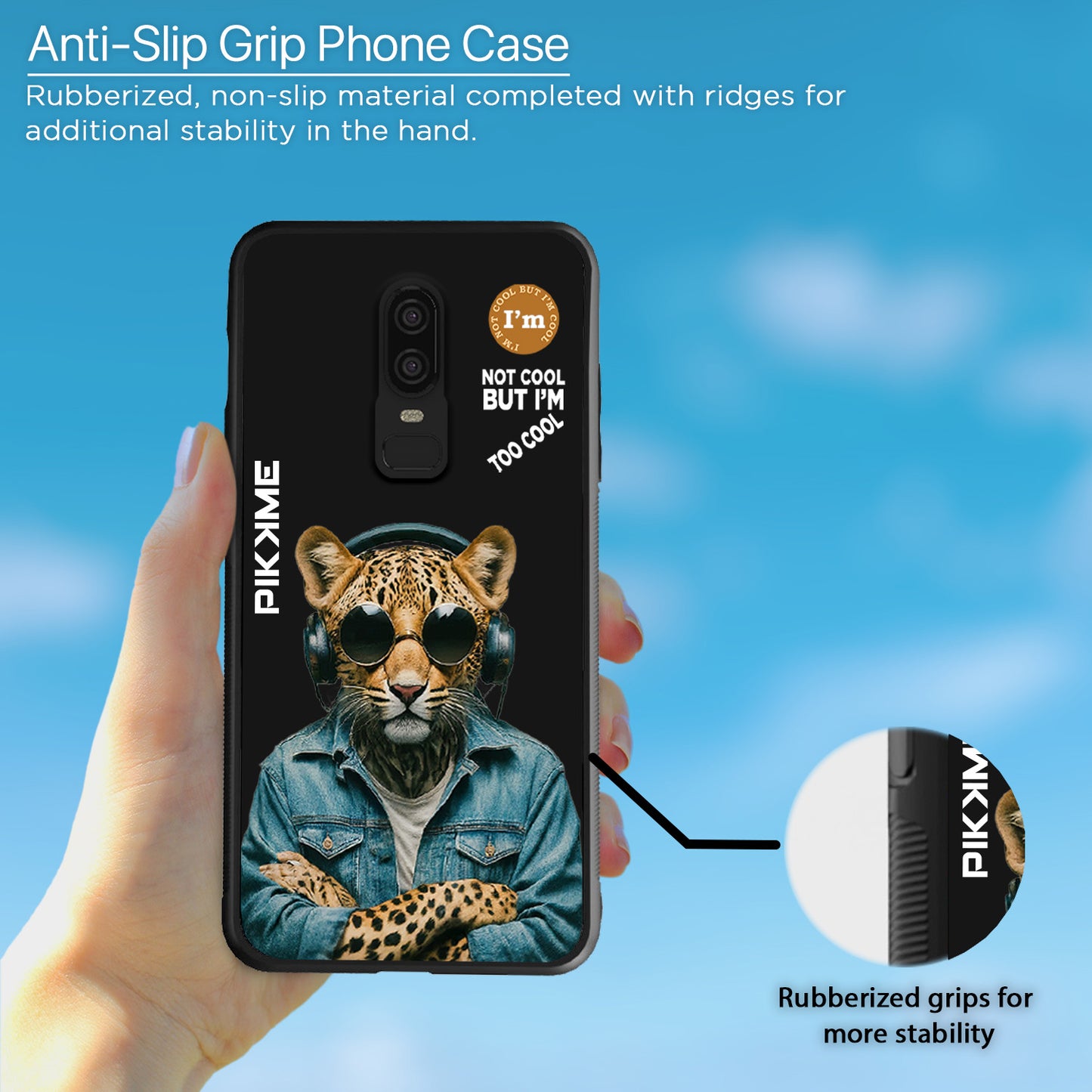 Pikkme Back Cover Pc Tpu + Printed Cool Funky Stylish Black Leopard Swag Raised Edges Camera Protection |Bumper Case For OnePlus 6 (Design 04)