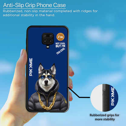 Pikkme Back Cover Pc Tpu + Printed Cool Funky Stylish Blue Dog Swag Raised Edges Camera Protection |Bumper Case For Redmi Note 9 Pro (Design 08)