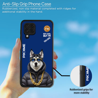 Pikkme Back Cover Pc Tpu + Printed Cool Funky Stylish Blue Dog Swag Raised Edges Camera Protection |Bumper Case For Samsung Galaxy M32 4G (Design 08)