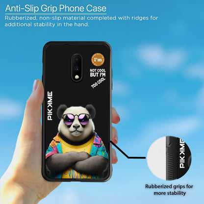 Pikkme Back Cover Pc Tpu + Printed Cool Funky Stylish Black Panda Swag Raised Edges Camera Protection |Bumper Case For OnePlus 7 (Design 05)