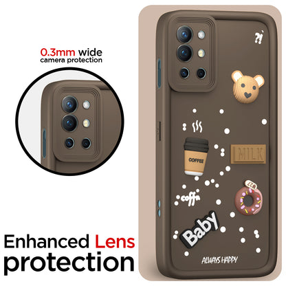 Pikkme OnePlus 9R 5G Cute Fun Cartoon 3D Bear Coffee Back Cover (Brown)