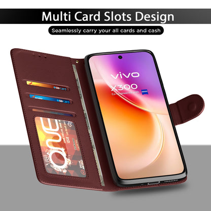 Pikkme Vivo X300 5G Premium Leather Finish Vintage Flip Cover (Brown)