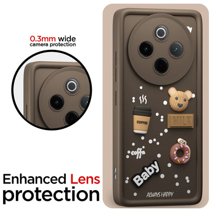 Pikkme Vivo T4 5G / iQoo Z10 5G Cute Fun Cartoon 3D Bear Coffee Back Cover (Brown)