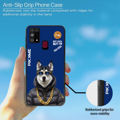 Pikkme Back Cover Pc Tpu + Printed Cool Funky Stylish Blue Dog Swag Raised Edges Camera Protection |Bumper Case For Samsung Galaxy M31 (Design 08)