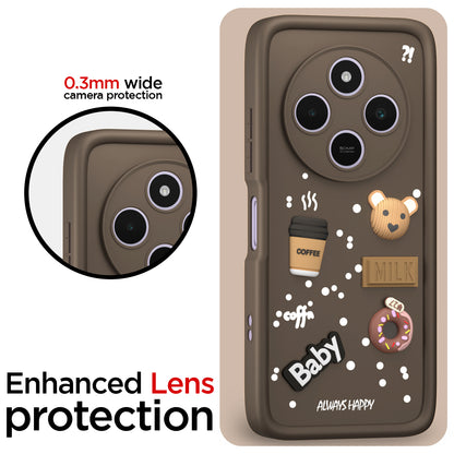 Pikkme Redmi A4 5G / Redmi 14C 5G / Poco C75 5G  Cute Fun Cartoon 3D Bear Coffee Back Cover (Brown)