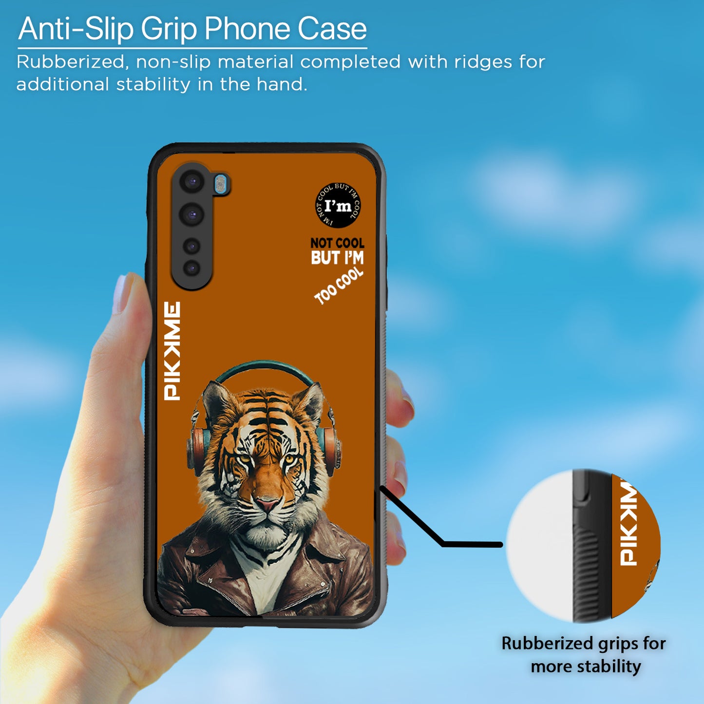 Pikkme Back Cover Pc Tpu + Printed Cool Funky Stylish Brown Tiger Swag Raised Edges Camera Protection |Bumper Case For OnePlus Nord (Design 09)