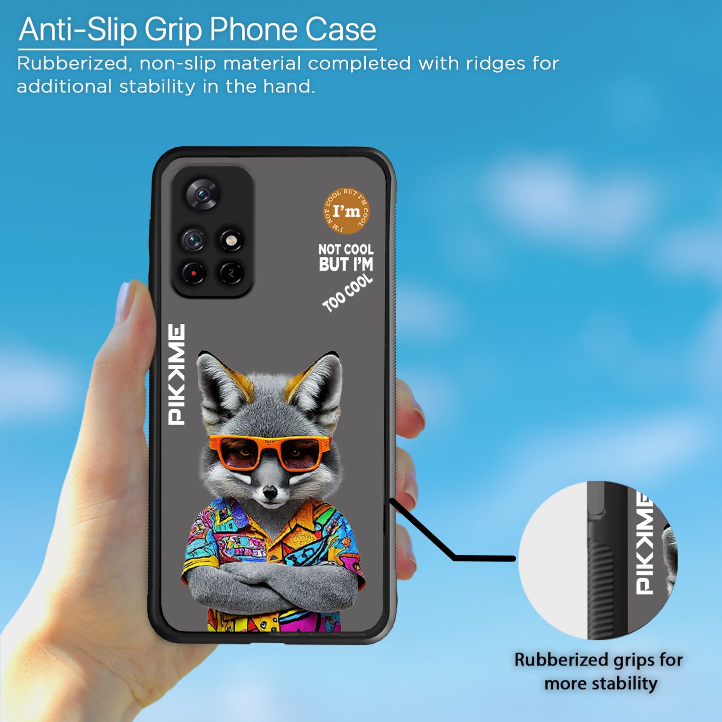 Pikkme Back Cover Pc Tpu + Printed Cool Funky Stylish Grey Wolf Swag Raised Edges Camera Protection |Bumper Case For Redmi Note 11T (Design 01)