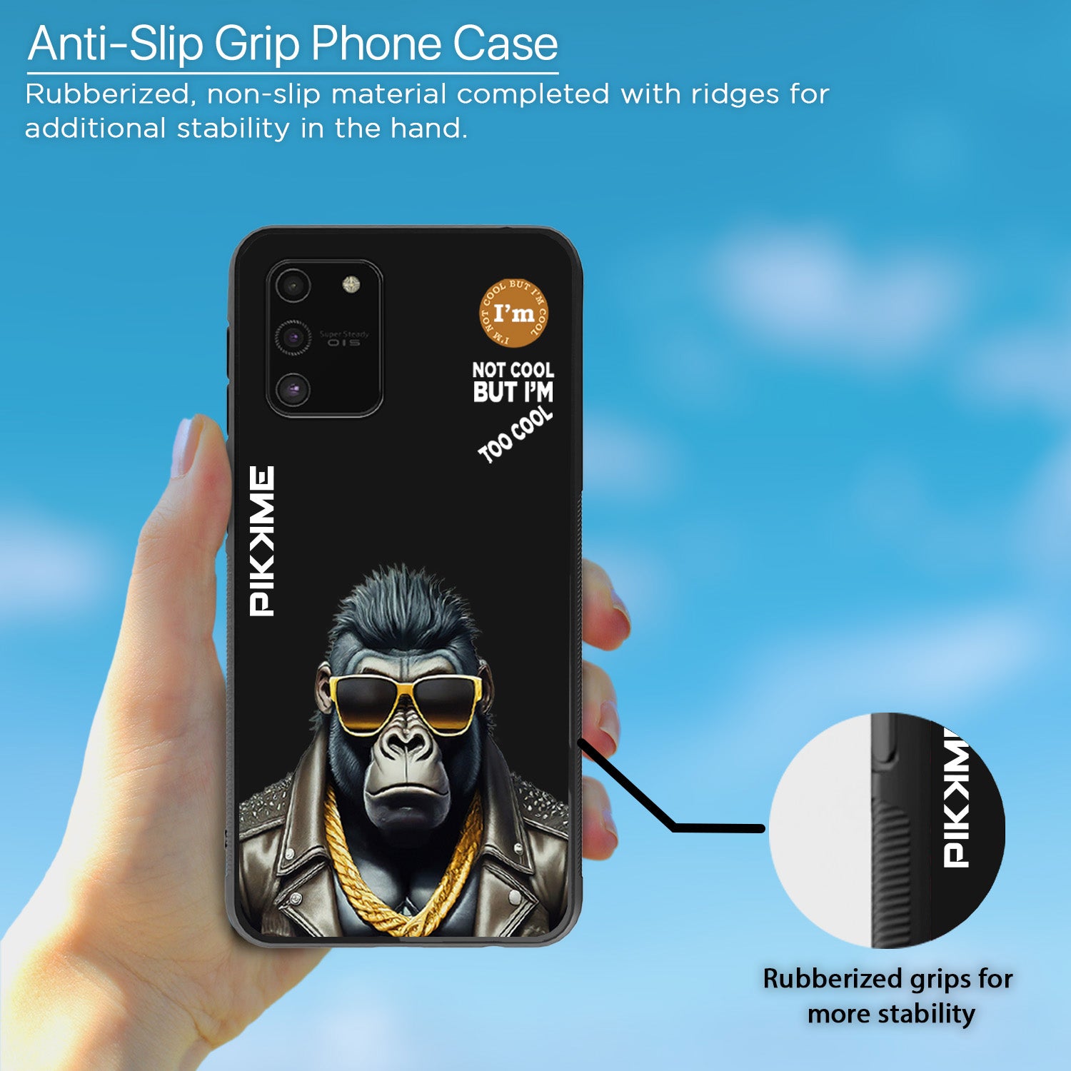 Pikkme Back Cover Pc Tpu + Printed Cool Funky Stylish Black Gorilla Swag Raised Edges Camera Protection |Bumper Case For Samsung Galaxy S10 Lite (Design 07)