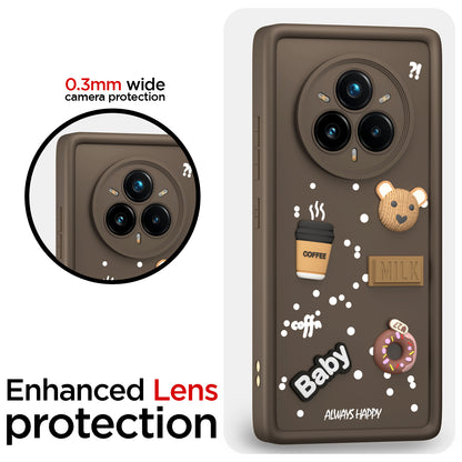 Pikkme Realme 14 Pro Plus 5G / Realme P3 Pro 5G Cute Fun Cartoon 3D Bear Coffee Back Cover (Brown)