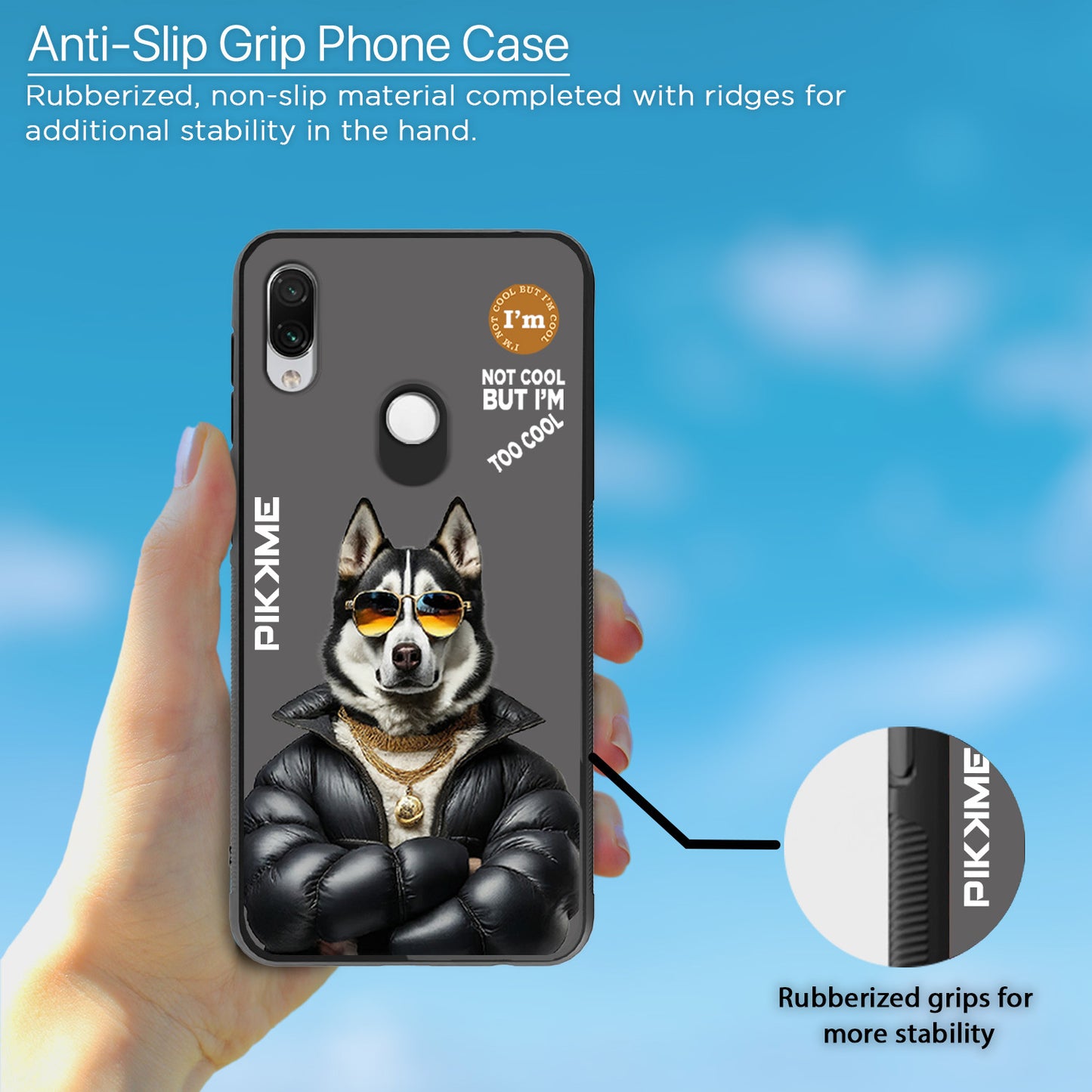 Pikkme Back Cover Pc Tpu + Printed Cool Funky Stylish Grey Dog Swag Raised Edges Camera Protection |Bumper Case For Redmi Note 7 Pro (Design 02)