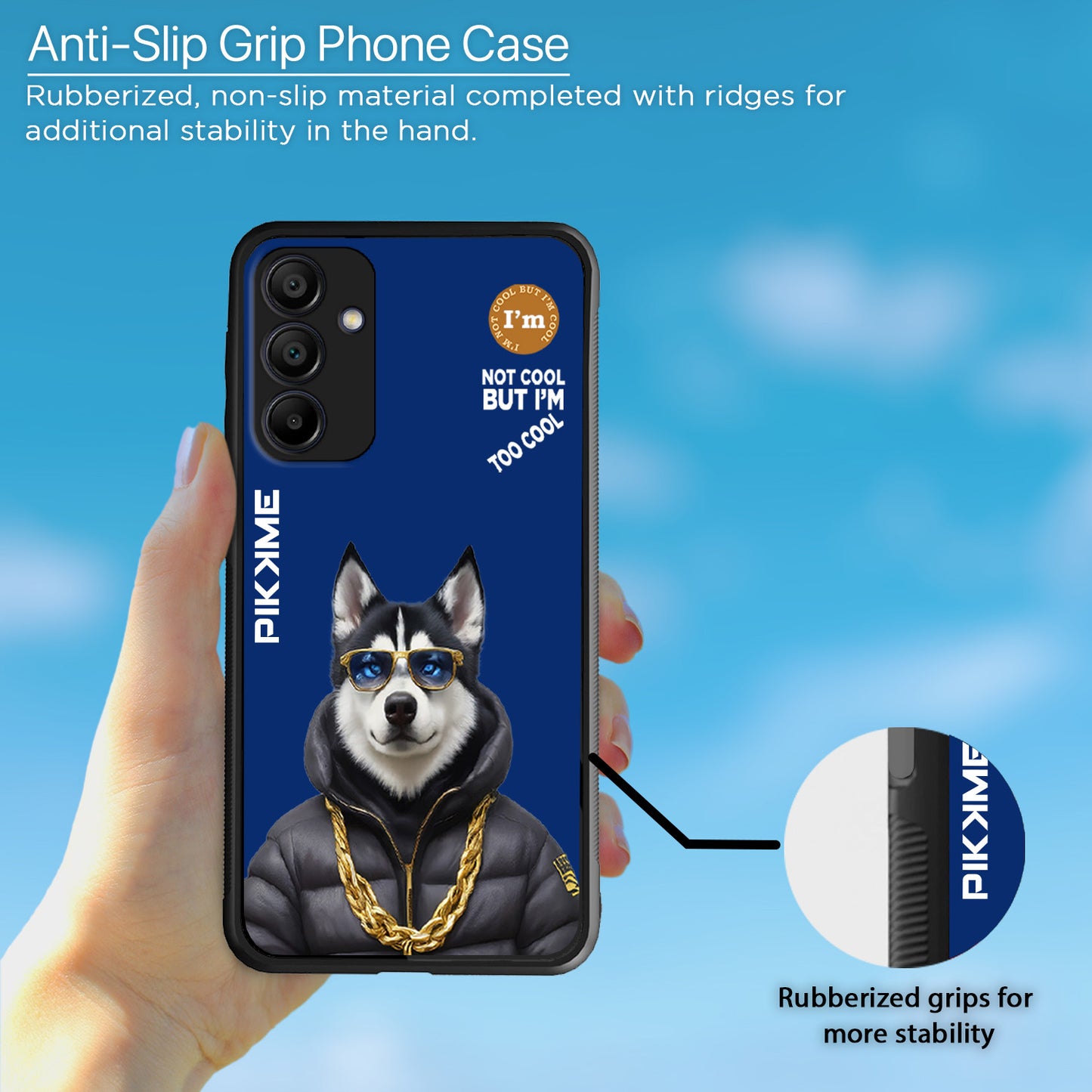 Pikkme Back Cover Pc Tpu + Printed Cool Funky Stylish Blue Dog Swag Raised Edges Camera Protection |Bumper Case For Samsung Galaxy A15 (Design 08)