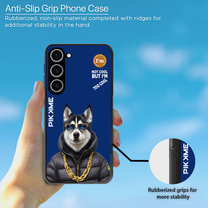 Pikkme Back Cover Pc Tpu + Printed Cool Funky Stylish Blue Dog Swag Raised Edges Camera Protection |Bumper Case For Samsung Galaxy S23 5G (Design 08)