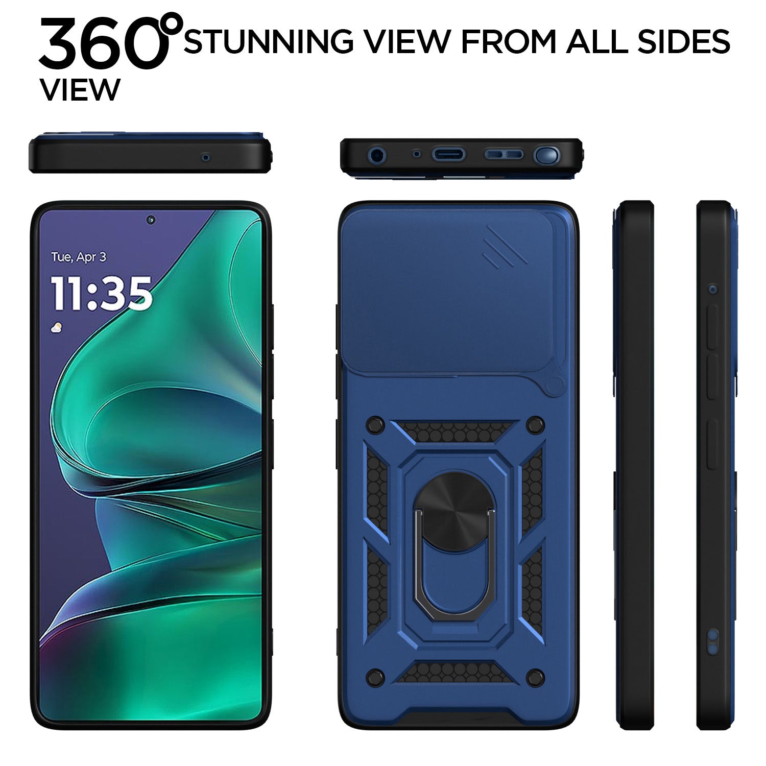 Pikkme Motorola Moto edge 60 Stylus 5G D10 Tough Armor Back Cover (Blue)