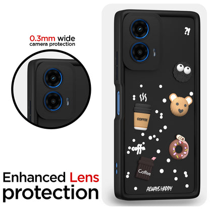 Pikkme Motorola Moto G45 5G Cute Fun Cartoon 3D Bear Coffee Back Cover (Black)