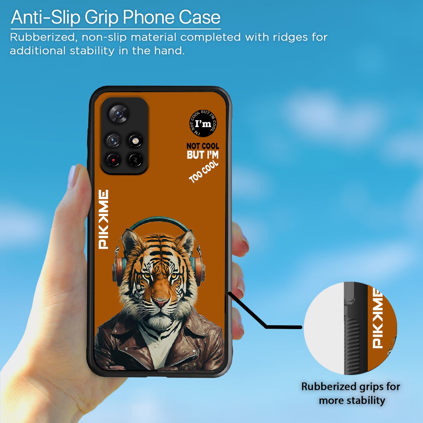 Pikkme Back Cover Pc Tpu + Printed Cool Funky Stylish Brown Tiger Swag Raised Edges Camera Protection |Bumper Case For Redmi Note 11T (Design 09)