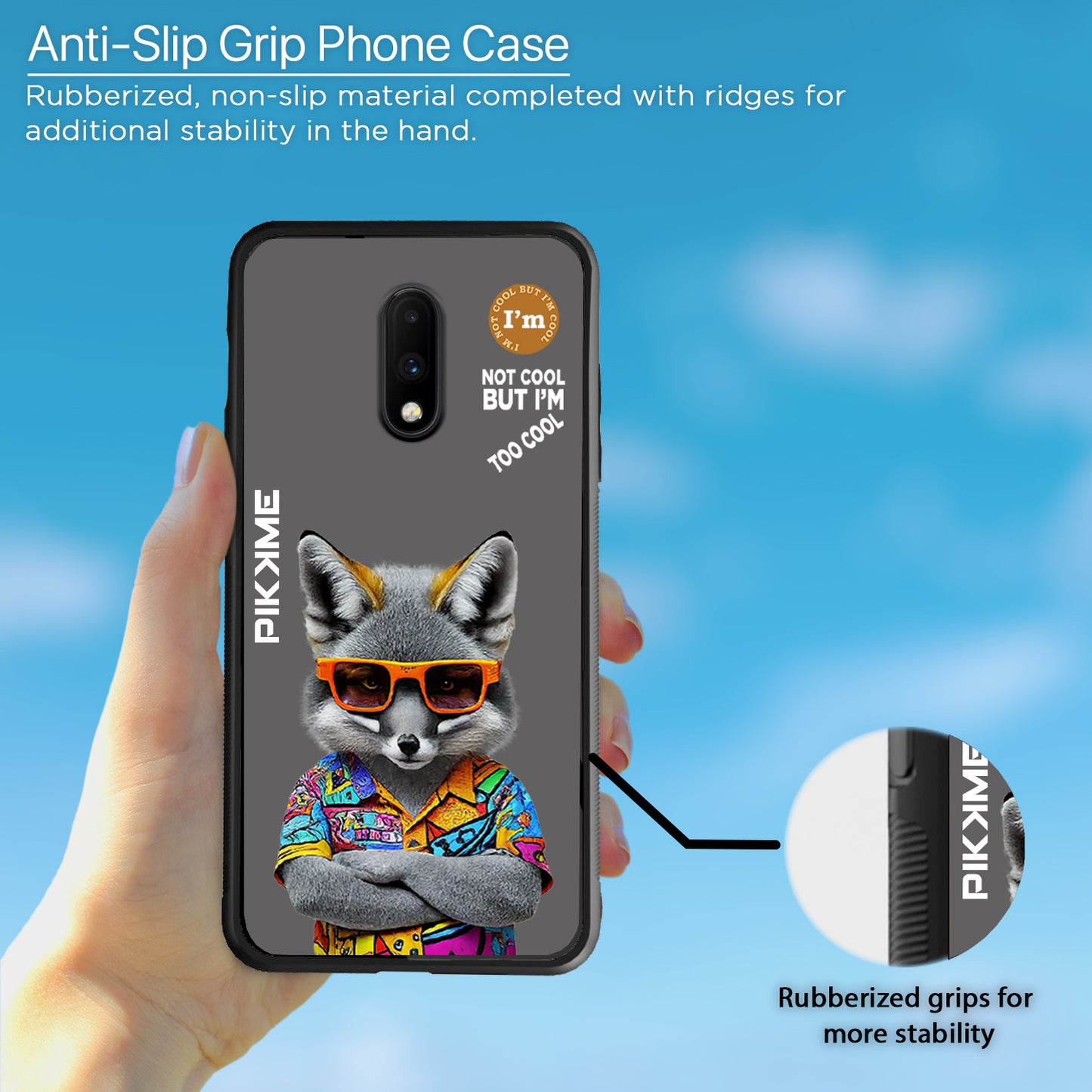 Pikkme Back Cover Pc Tpu + Printed Cool Funky Stylish Grey Wolf Swag Raised Edges Camera Protection |Bumper Case For OnePlus 7 (Design 01)