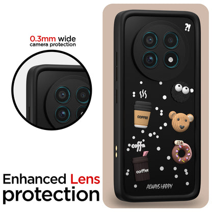 Pikkme Realme 13 Pro / 13 Pro Plus 5G Cute Fun Cartoon 3D Bear Coffee Back Cover (Black)