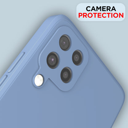 Pikkme Samsung Galaxy M32 4G / M32 Prime / F22 4G Soft Matte Liquid Silicone Back Cover (Aqua Blue)