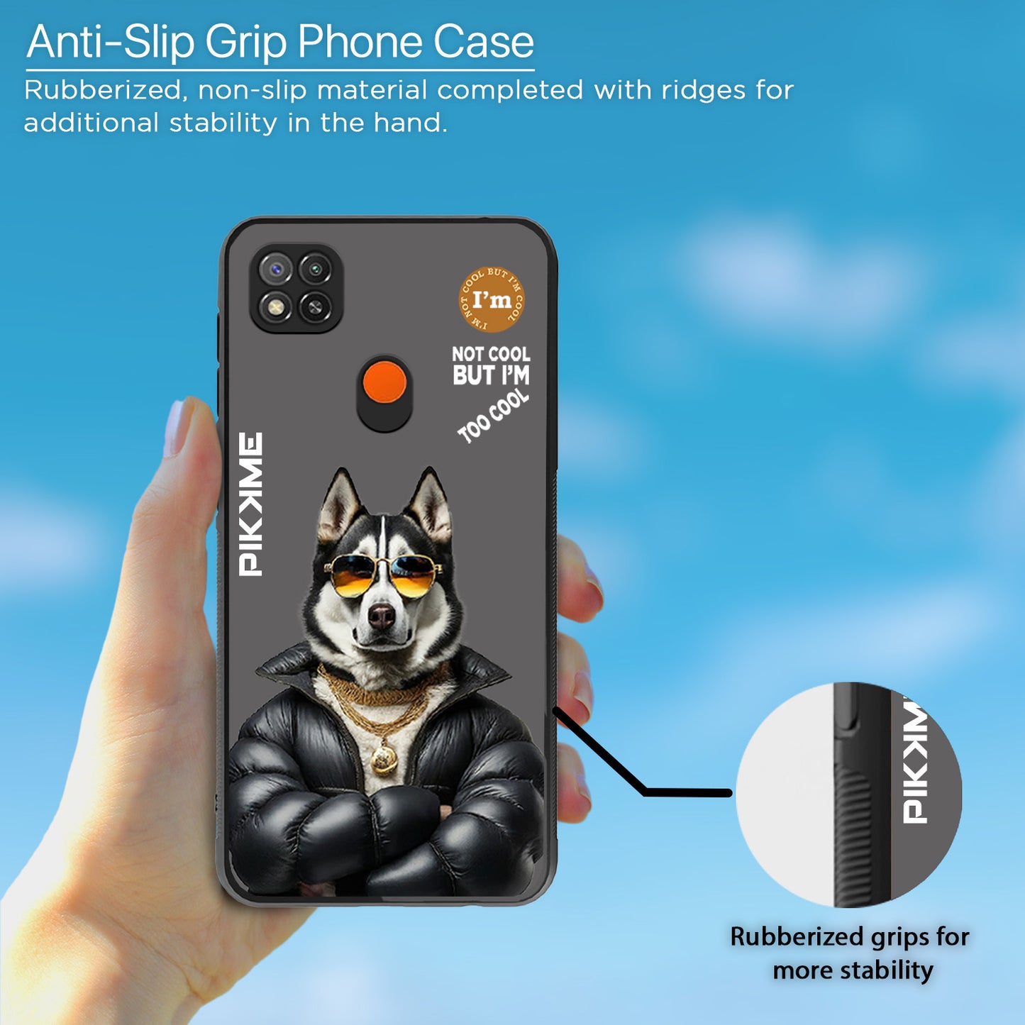 Pikkme Back Cover Pc Tpu + Printed Cool Funky Stylish Grey Dog Swag Raised Edges Camera Protection |Bumper Case For Redmi 9 (Design 02)