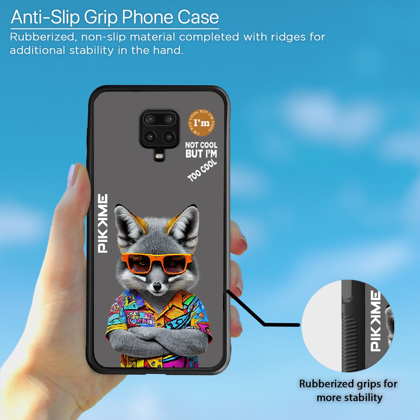 Pikkme Back Cover Pc Tpu + Printed Cool Funky Stylish Grey Wolf Swag Raised Edges Camera Protection |Bumper Case For Redmi Note 9 Pro (Design 01)