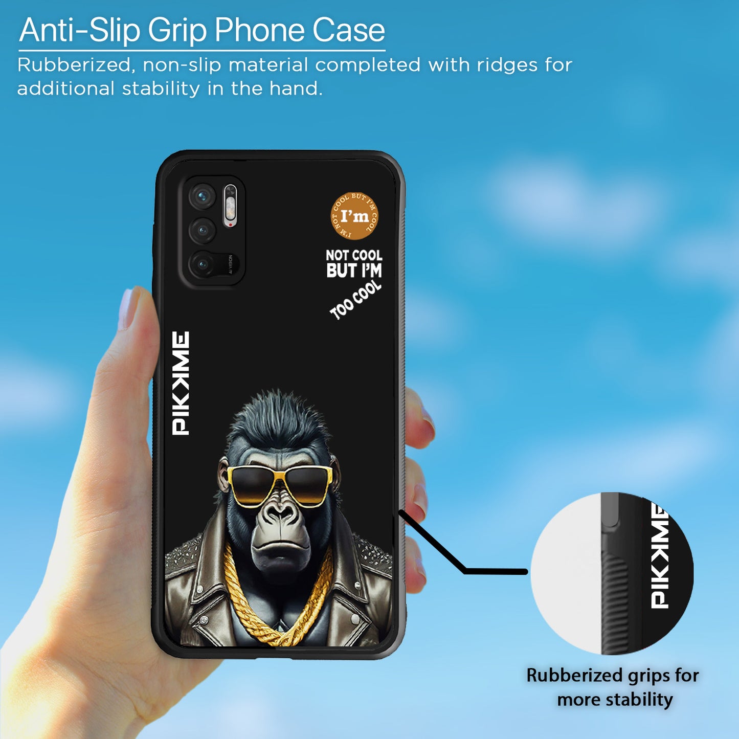 Pikkme Back Cover Pc Tpu + Printed Cool Funky Stylish Black Gorilla Swag Raised Edges Camera Protection |Bumper Case For Redmi Note 10T (Design 07)