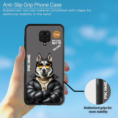 Pikkme Back Cover Pc Tpu + Printed Cool Funky Stylish Grey Dog Swag Raised Edges Camera Protection |Bumper Case For Redmi Note 9 Pro (Design 02)