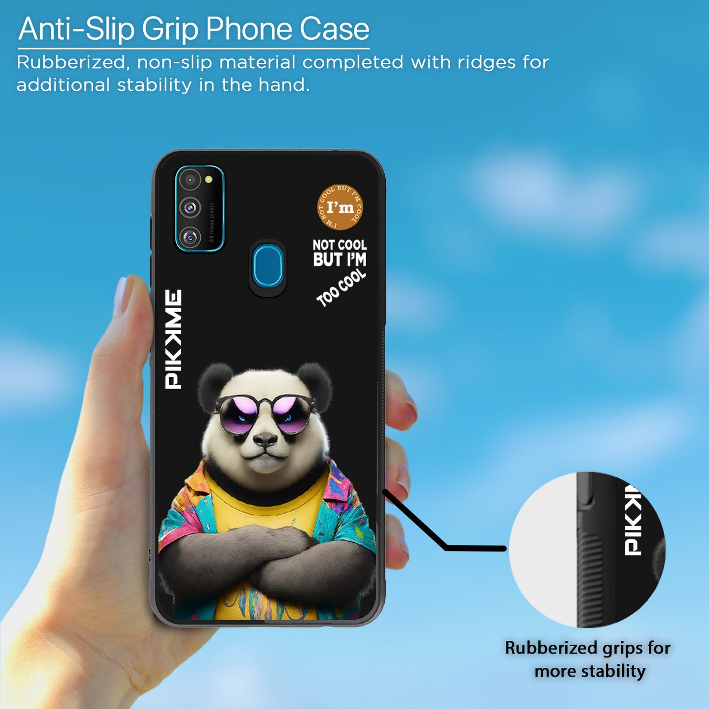 Pikkme Back Cover Pc Tpu + Printed Cool Funky Stylish Black Panda Swag Raised Edges Camera Protection |Bumper Case For Samsung Galaxy M30s (Design 05)