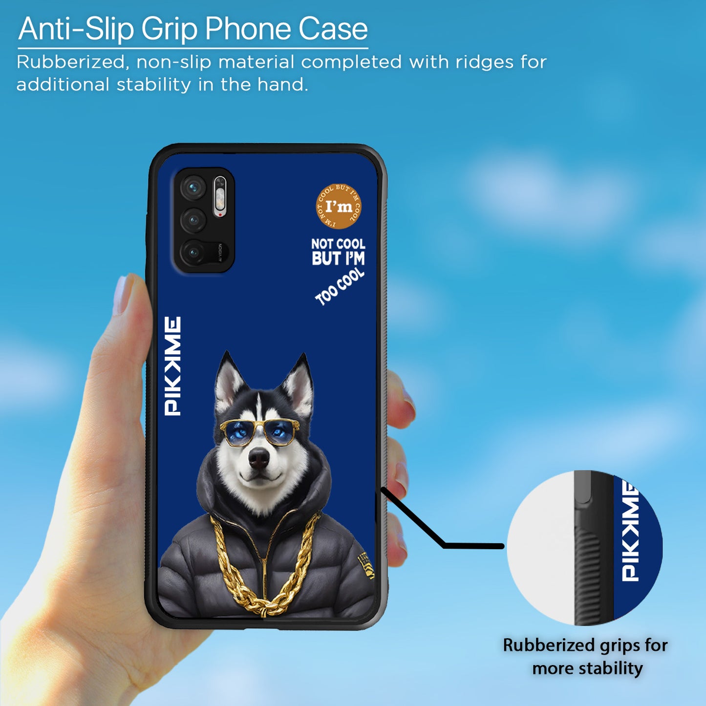 Pikkme Back Cover Pc Tpu + Printed Cool Funky Stylish Blue Dog Swag Raised Edges Camera Protection |Bumper Case For Redmi Note 10T (Design 08)