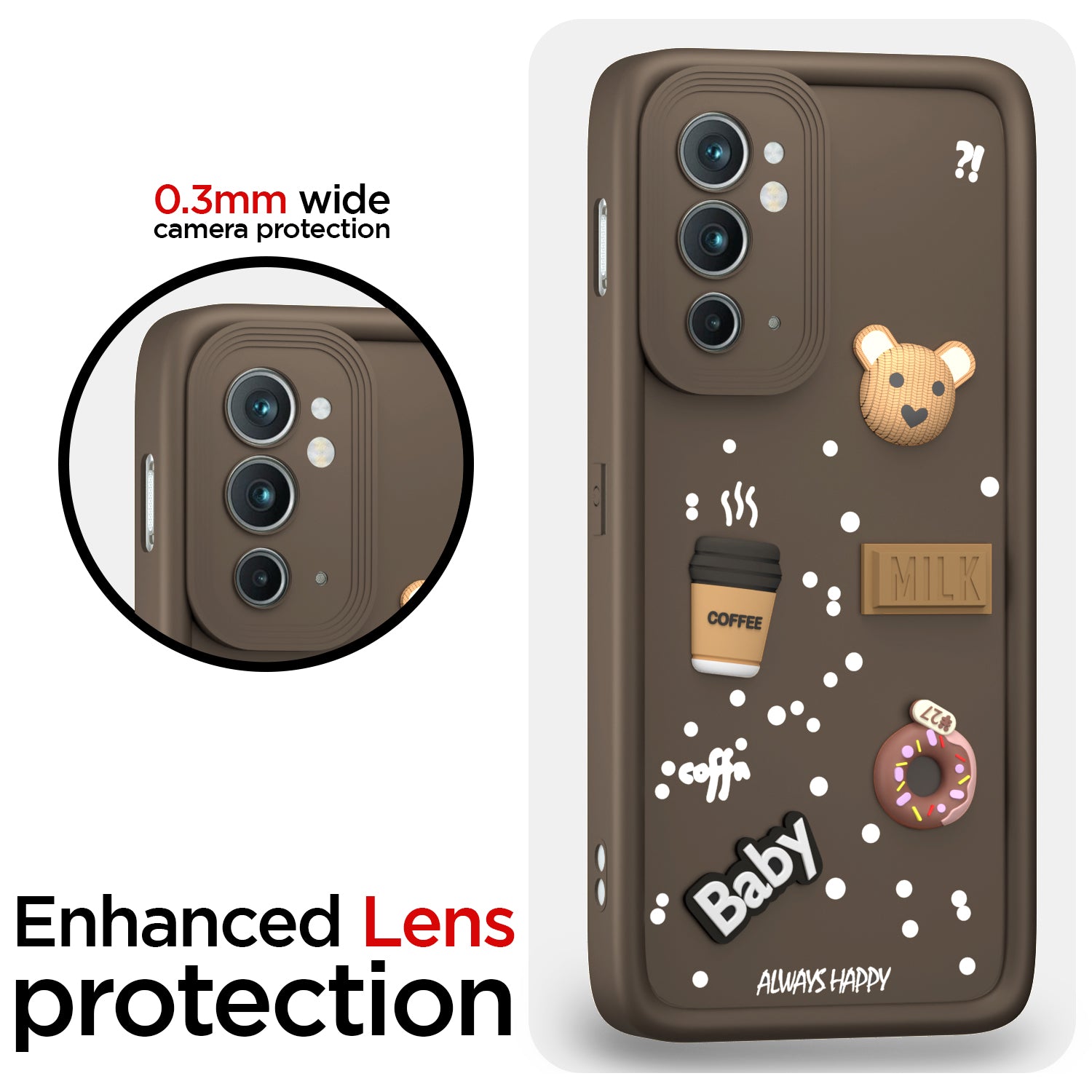 Pikkme OnePlus 9RT 5G Cute Fun Cartoon 3D Bear Coffee Back Cover (Brown)