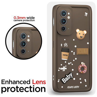 Pikkme OnePlus 9RT 5G Cute Fun Cartoon 3D Bear Coffee Back Cover (Brown)