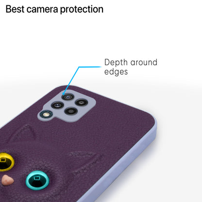 Pikkme Samsung Galaxy M32 Prime / M32 4G Kitty Back Cover (Purple)