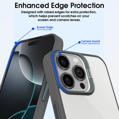 Pikkme iPhone 16 Pro Max Bracket Stand Case with Lens Camera Protection Rings Bumper case (Grey)