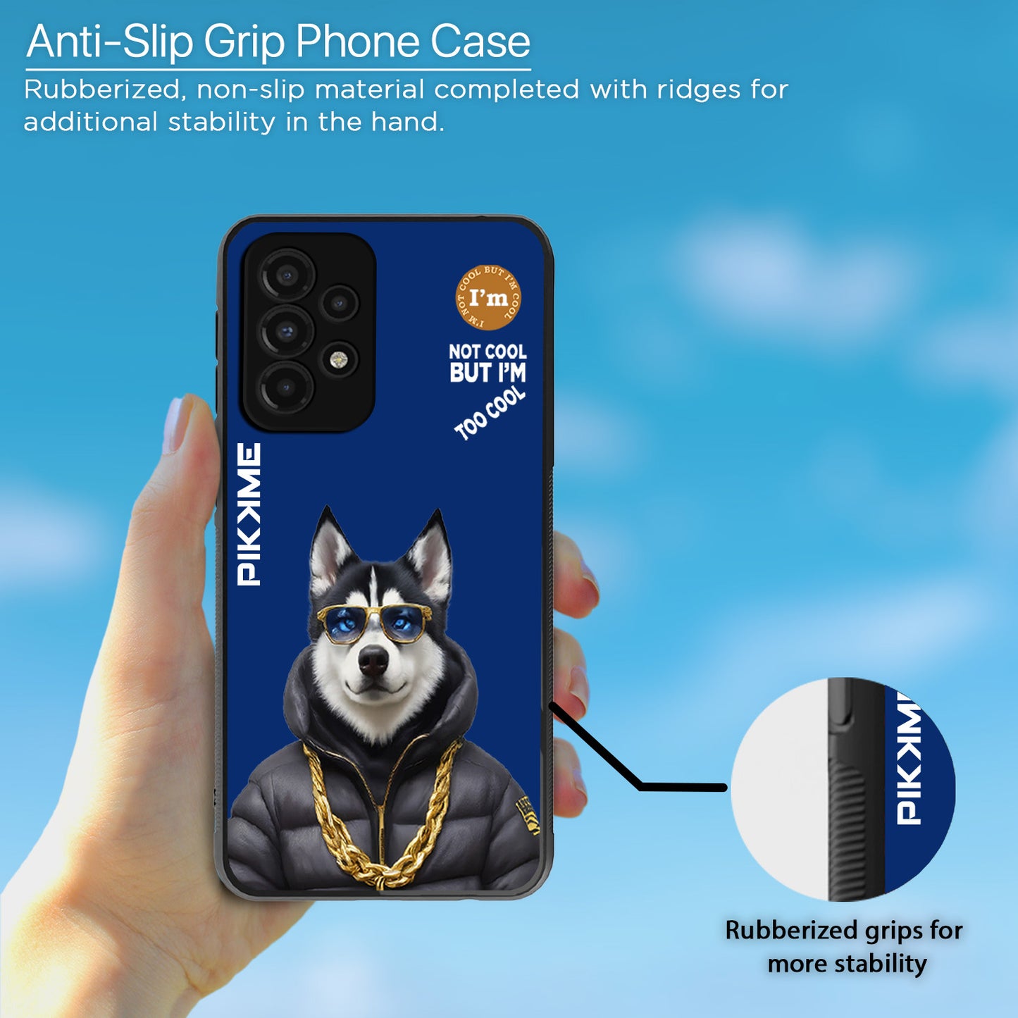 Pikkme Back Cover Pc Tpu + Printed Cool Funky Stylish Blue Dog Swag Raised Edges Camera Protection |Bumper Case For Samsung Galaxy A73 5G (Design 08)