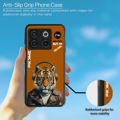 Pikkme Back Cover Pc Tpu + Printed Cool Funky Stylish Brown Tiger Swag Raised Edges Camera Protection |Bumper Case For OnePlus 10T (Design 09)