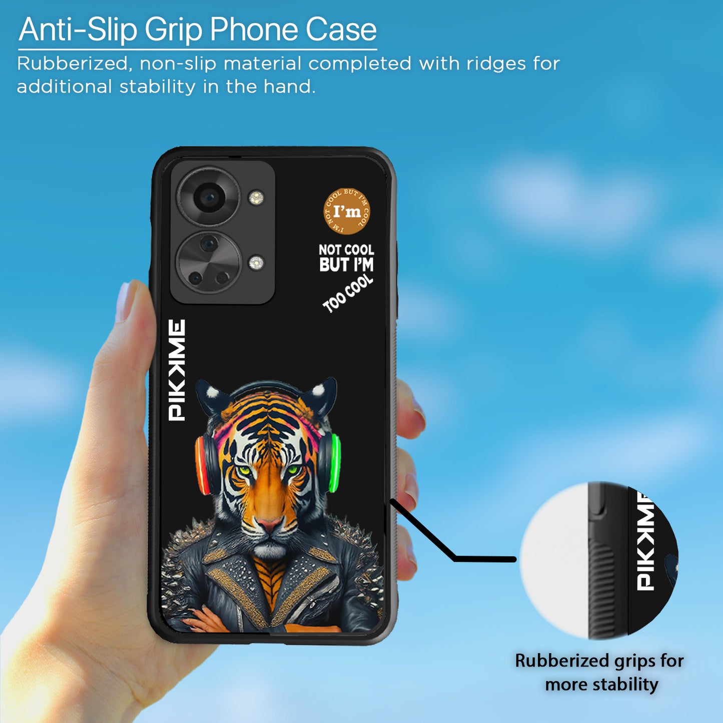 Pikkme Back Cover Pc Tpu + Printed Cool Funky Stylish Black Tiger Swag Raised Edges Camera Protection |Bumper Case For OnePlus Nord 2T 5G (Design 06)