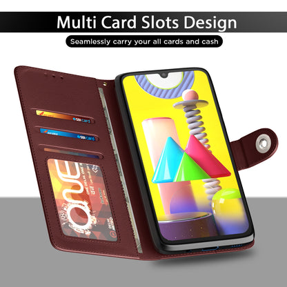Pikkme Samsung Galaxy M31 / F41 / M31 Prime Button Flip Cover (Brown)