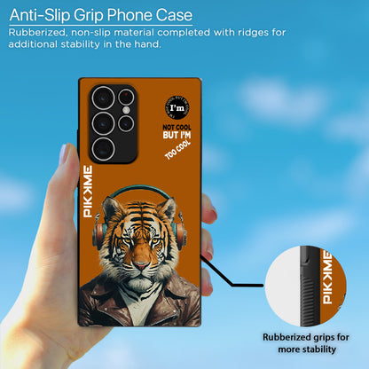 Pikkme Back Cover Pc Tpu + Printed Cool Funky Stylish Brown Tiger Swag Raised Edges Camera Protection |Bumper Case For Samsung Galaxy S23 Ultra 5G (Design 09)