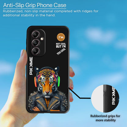 Pikkme Back Cover Pc Tpu + Printed Cool Funky Stylish Black Tiger Swag Raised Edges Camera Protection |Bumper Case For Samsung Galaxy A14 (Design 06)