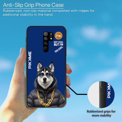 Pikkme Back Cover Pc Tpu + Printed Cool Funky Stylish Blue Dog Swag Raised Edges Camera Protection |Bumper Case For Redmi 9 Prime (Design 08)