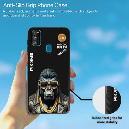 Pikkme Back Cover Pc Tpu + Printed Cool Funky Stylish Black Gorilla Swag Raised Edges Camera Protection |Bumper Case For Samsung Galaxy M30s (Design 07)