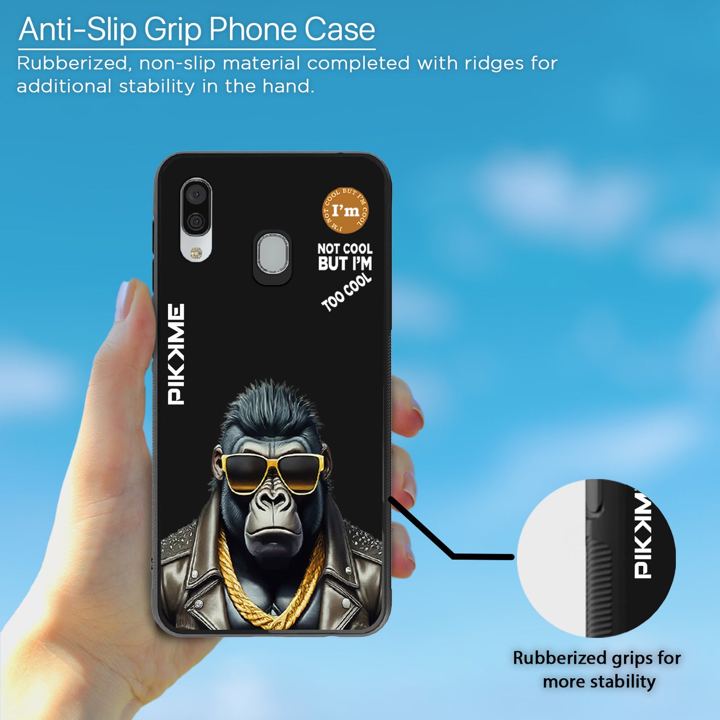 Pikkme Back Cover Pc Tpu + Printed Cool Funky Stylish Black Gorilla Swag Raised Edges Camera Protection |Bumper Case For Samsung Galaxy A30 (Design 07)